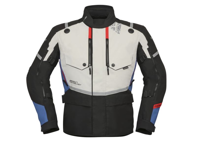 Modeka Trohn Motorradjacke Herren (hellgrau/schwarz/blau)