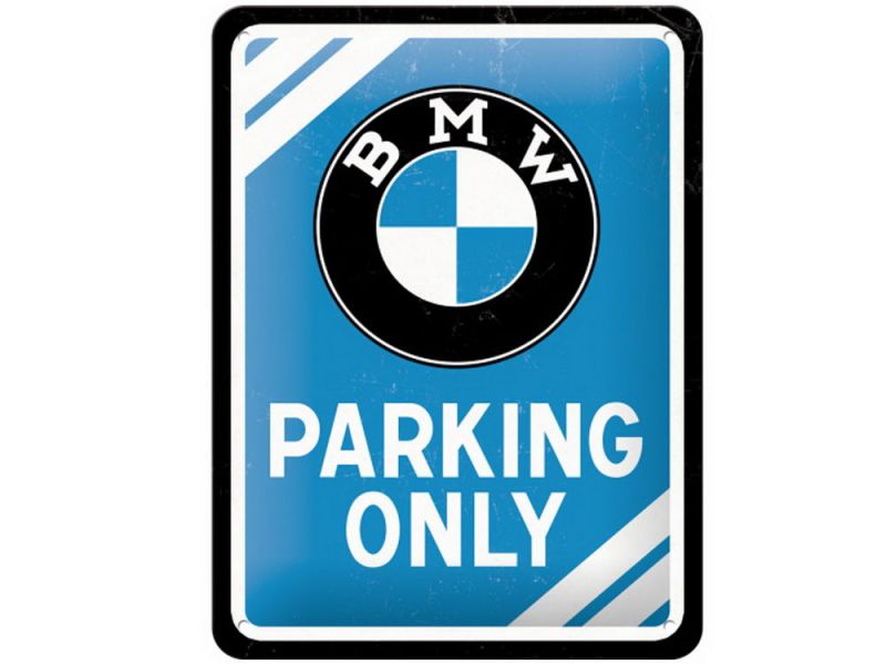 Nostalgic-Arts BMW Parking Only Blauw tinnen bord (15x20cm)
