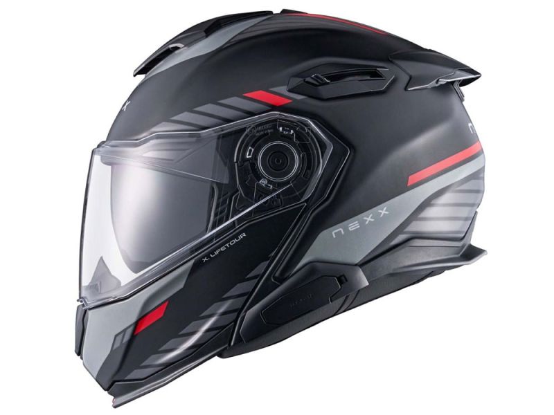 Nexx X.LifeTour Globe MT Motorrad Klapphelm (schwarz / rot)