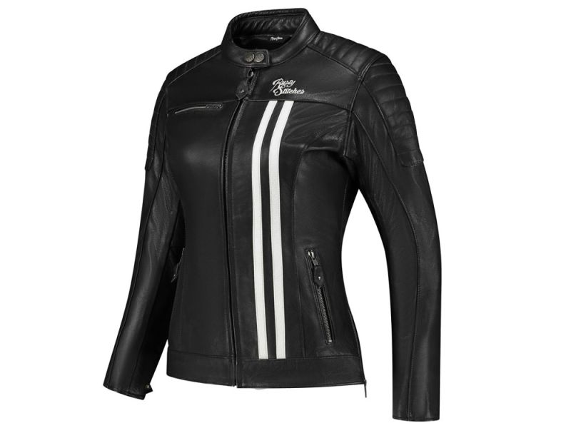 Rusty Stitches Alice Motorradjacke Damen (schwarz / weiß)