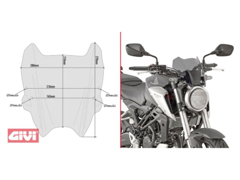 GIVI Voorruit incl. montageset Honda CB 125 R (2018- | getint)