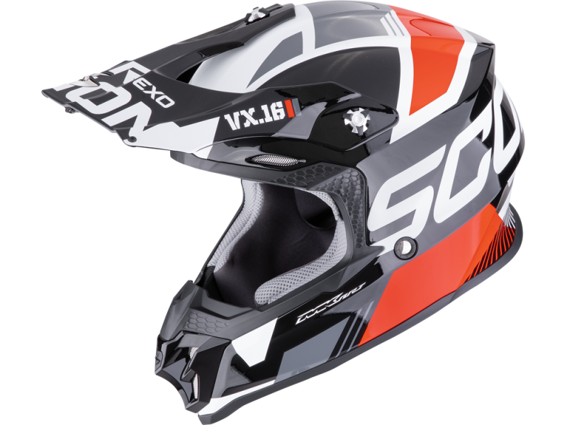 Scorpion VX-16 EVO Air Analog Crosshelm (Schwarz/Rot/Weiß)