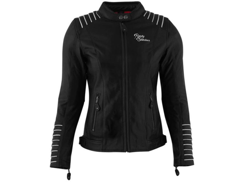 Rusty Stitches Amanda lederen motorjas dames (zwart/wit)