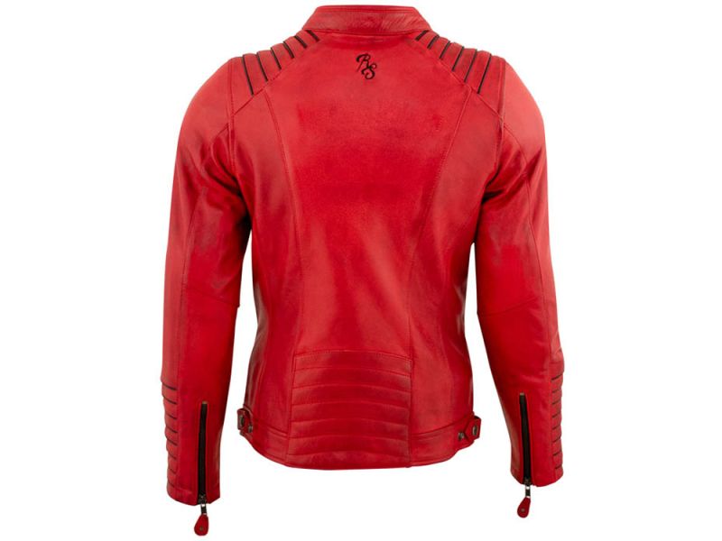 Rusty Stitches Amanda lederen motorjas dames (rood/zwart)