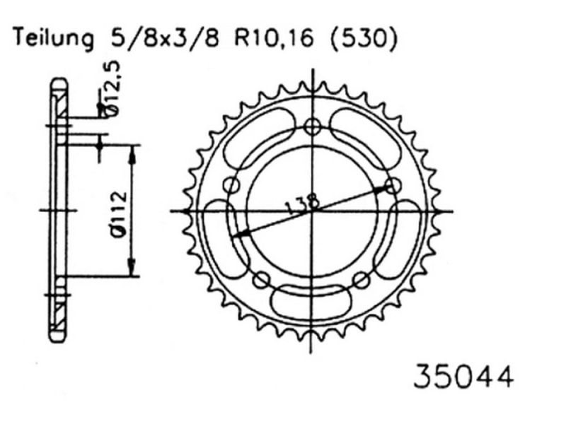 Esjot Tandwiel 42 tanden staal (530 | 5/8x3/8 | 92-35044-42)