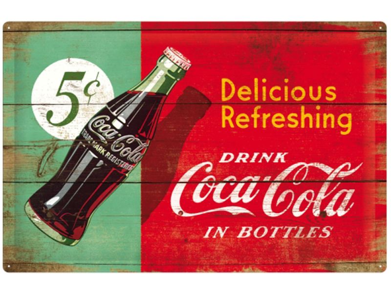 Nostalgic-Arts Coca-Cola Heerlijk Verfrissend metalen bord (40x60cm)