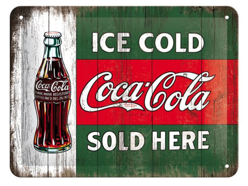 Nostalgic-Arts Coca Cola Ice Cold Sold Here tinnen bord (15x20cm)