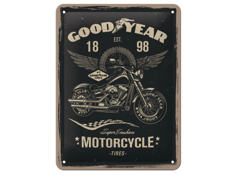 Nostalgic-Arts Goodyear Motorcycle metalen bord (15x20cm)