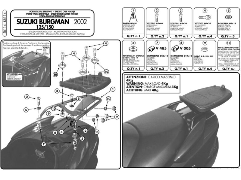 GIVI Monolock SR Bagagerek Suzuki UH 125 / 150 Burgmann (2002-2006)