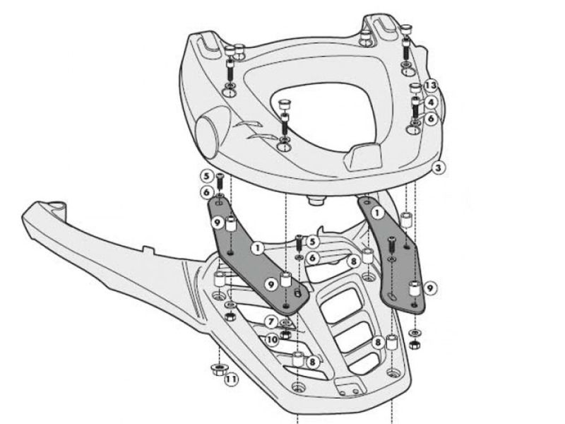 GIVI Monokey SR Bagagerek Yamaha FZ 8 FZ8 Fazer (2010-) T-Max 500 (2008-2011)