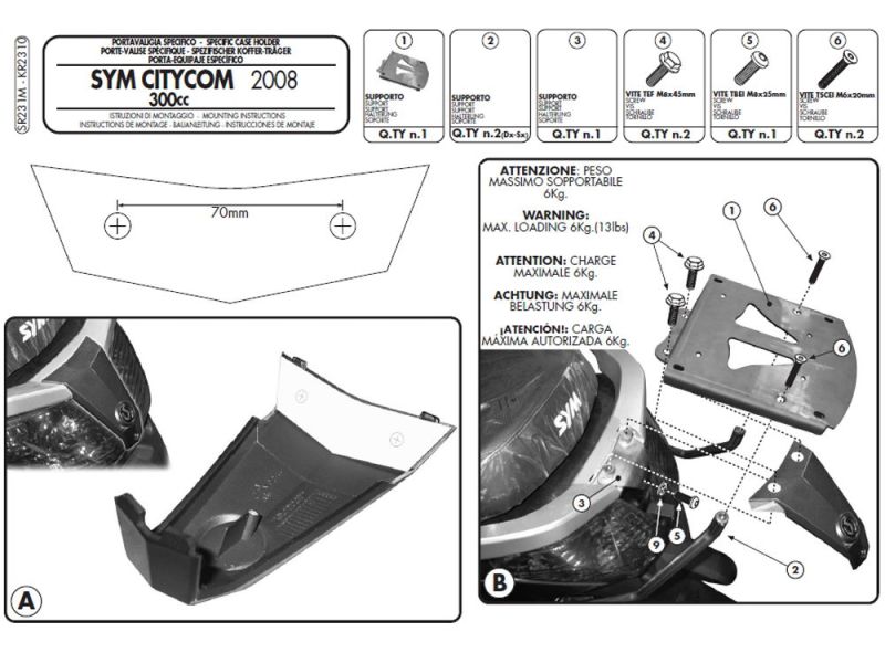 GIVI Monolock SR Bagagerek SYM CityCom 125 / 300 (2008-)