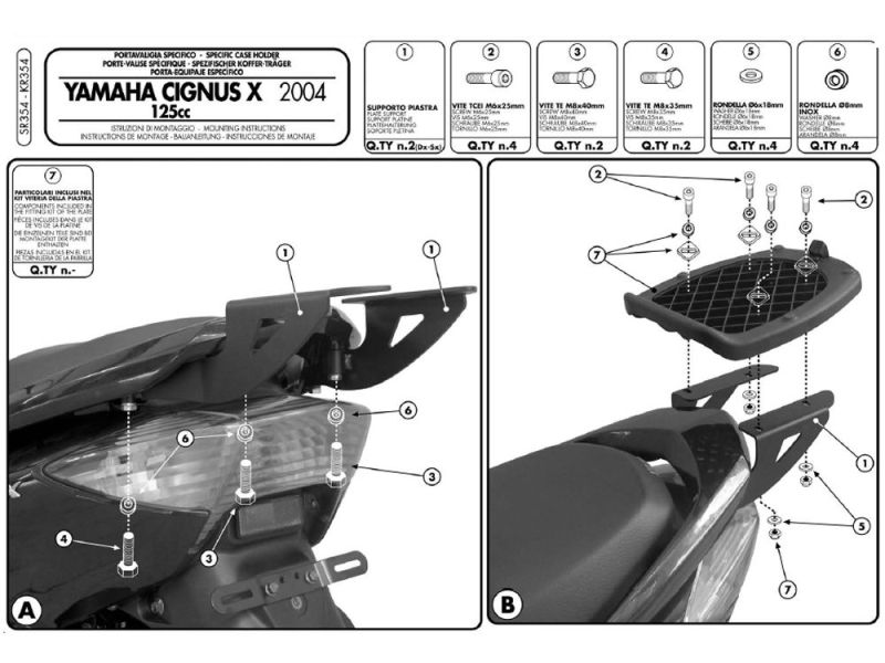 GIVI Monolock SR Bagagerek Yamaha Cygnus X 125 (2004-2009) MBK Flame X 125 (2007-)