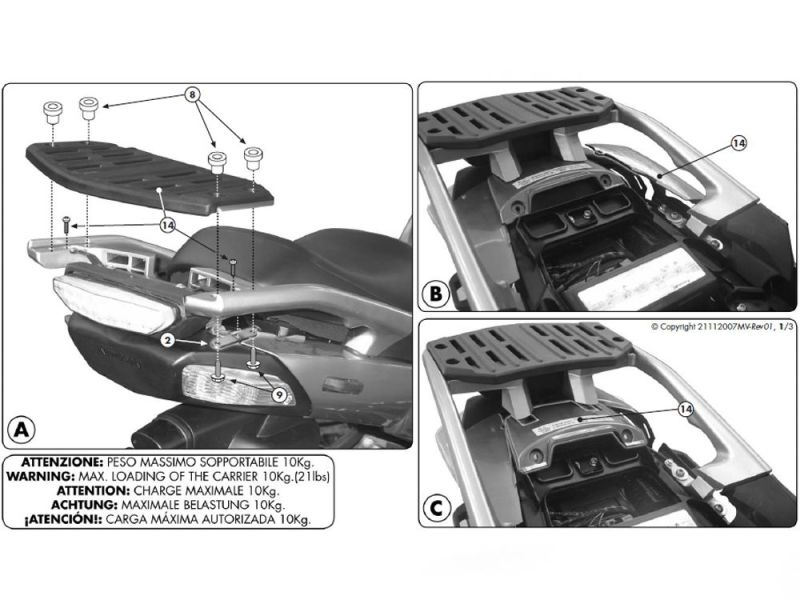 GIVI Monokey SR Bagagerek Kawasaki GTR 1400 (2007-2010)