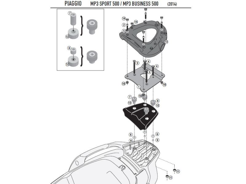 GIVI Monolock SR Bagagerek Piaggio MP3 500ie LT Sport / Business (2014-)