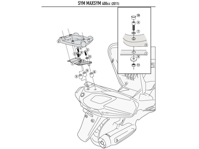 GIVI Monolock SR Bagagerek SYM MaxSym 400 / 600 (2011-)