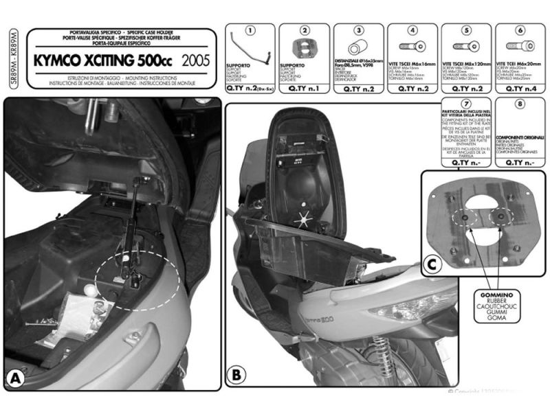 GIVI Monolock SR bagagerek Kymco X-Citing 300 (2008) X-Citing 250 / 300 / 500 (2005-2010)